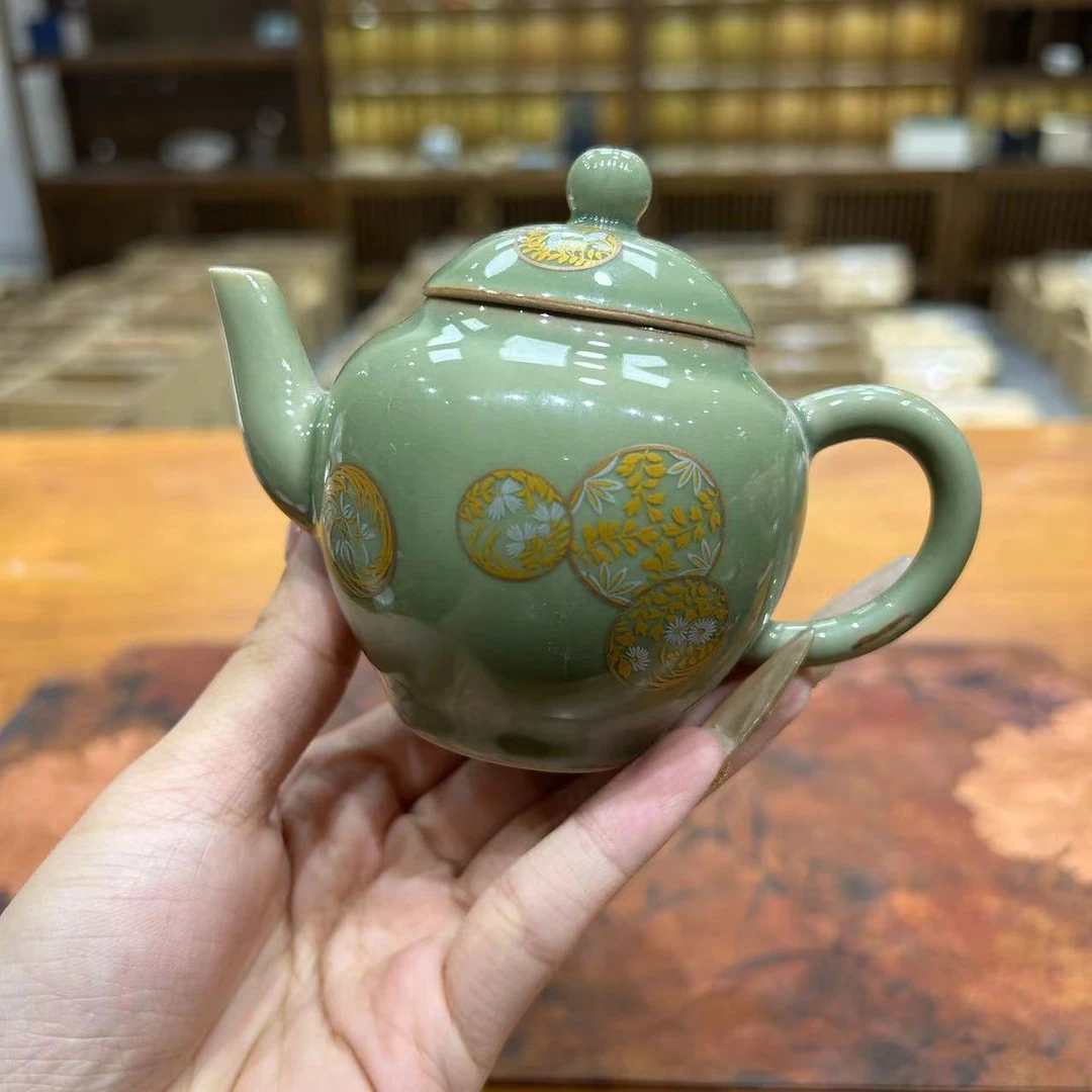 小雏菊描金梨形小茶壶普洱茶专用茶具茶艺器具茶杯喝茶器具
