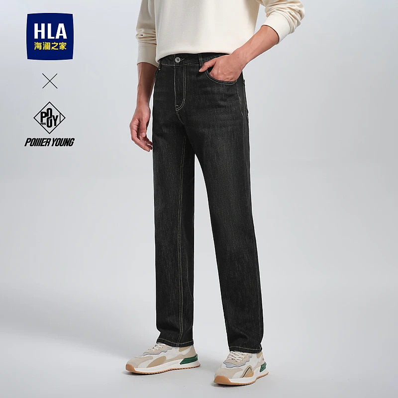 【POWER YOUNG系列】HLA海澜之家牛仔裤男24新刺绣裤子男秋