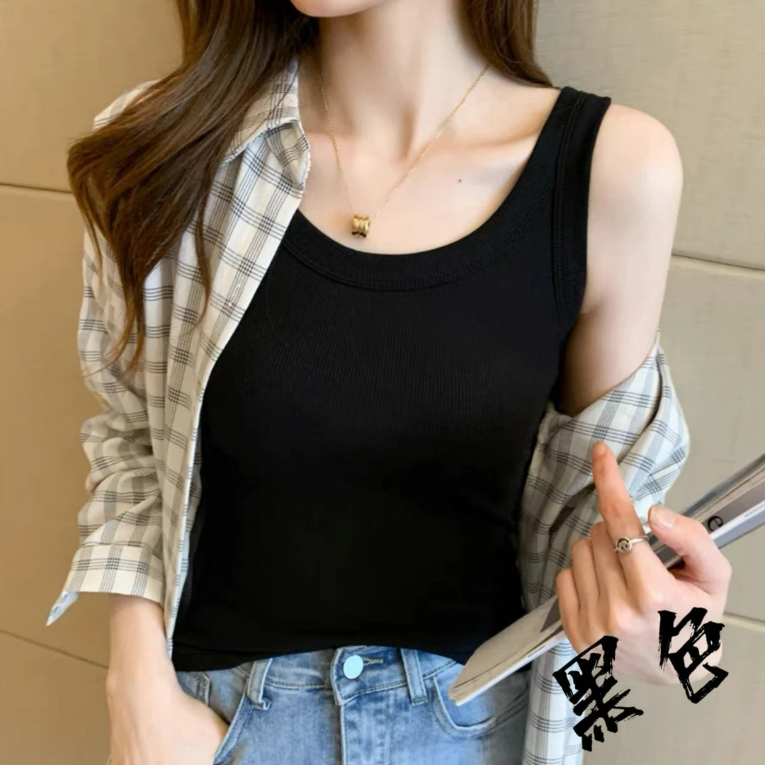 四季款螺纹针织弹力背心百搭透气内搭显瘦打底小背心