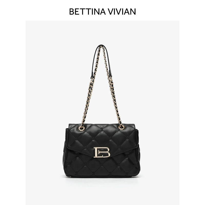 BETTINA VIVIAN/2024春夏新款时尚小香风刺绣单肩包1671黑色