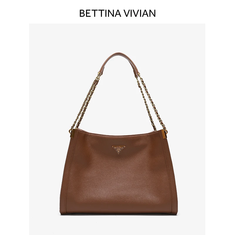 BETTINA VIVIAN/2023秋冬新款简约复古通勤单肩包BE-1181W红棕色