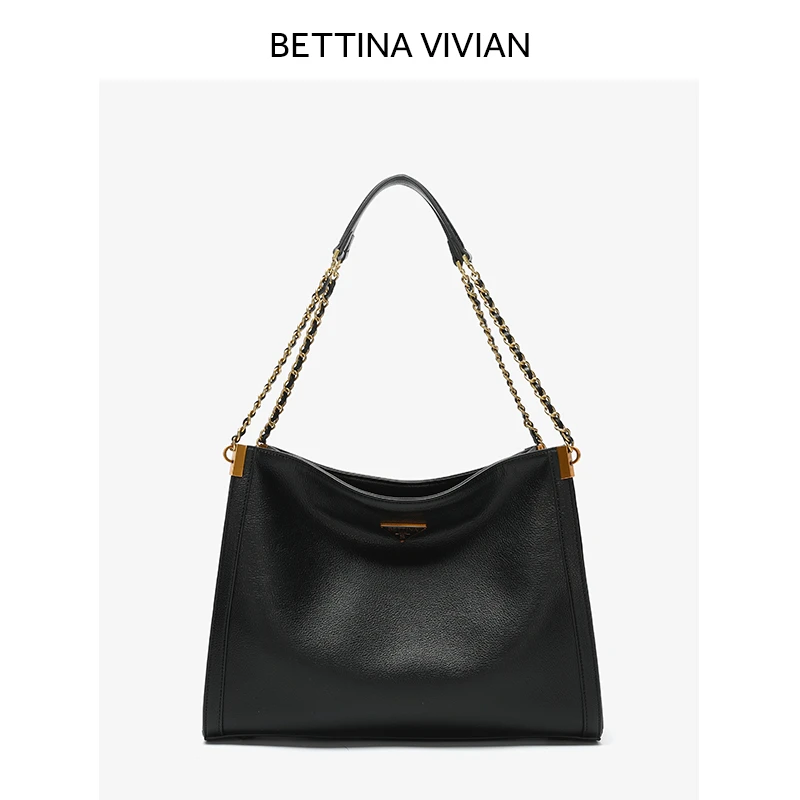 BETTINA VIVIAN2024春夏新款简约时尚百搭通勤单肩包BE-1181W黑色
