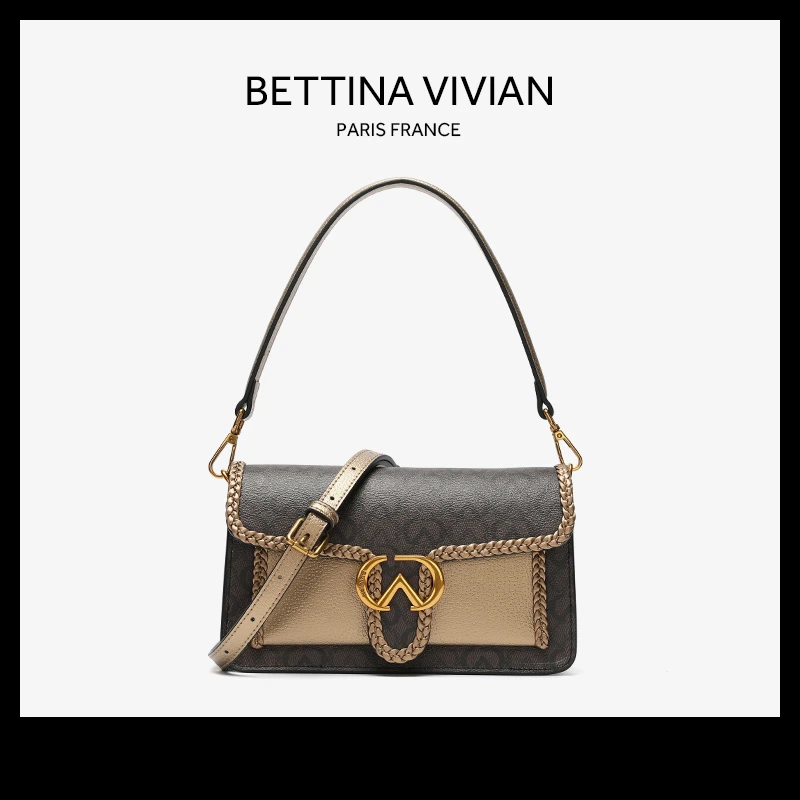 BETTINA VIVIAN/2024春夏新款时尚气质百搭腋下包BE-0999P黑金色