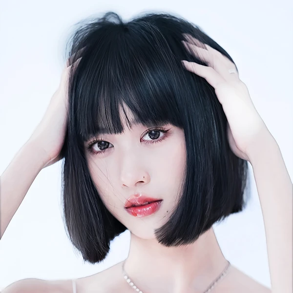假发女短发全真人发自然全头套2022年新款时尚波波头真发假发套