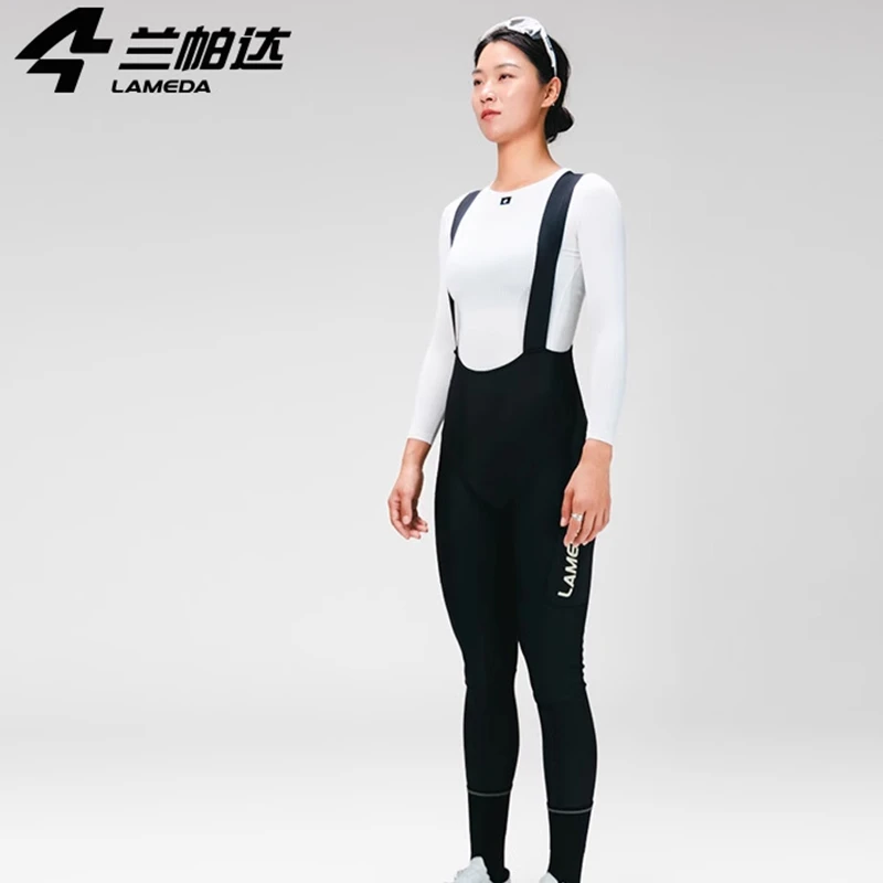 兰帕达抓绒秋冬骑行背带长裤双箭头女款公路自行车防风带口袋羽晟