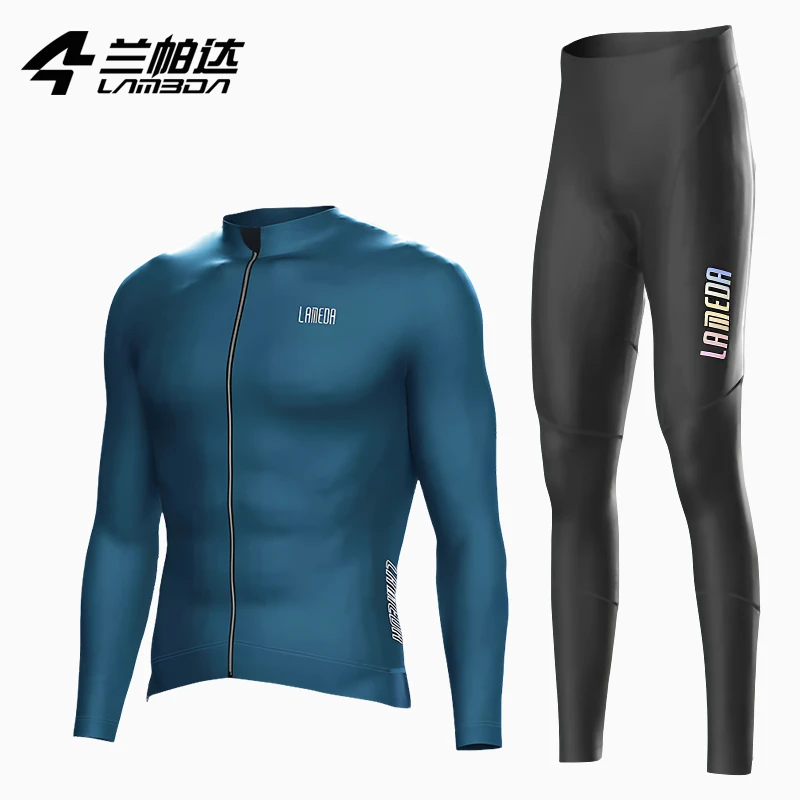 兰帕达5-15度秋冬抓绒保暖骑行服男女同款情侣套装长袖自行车队服