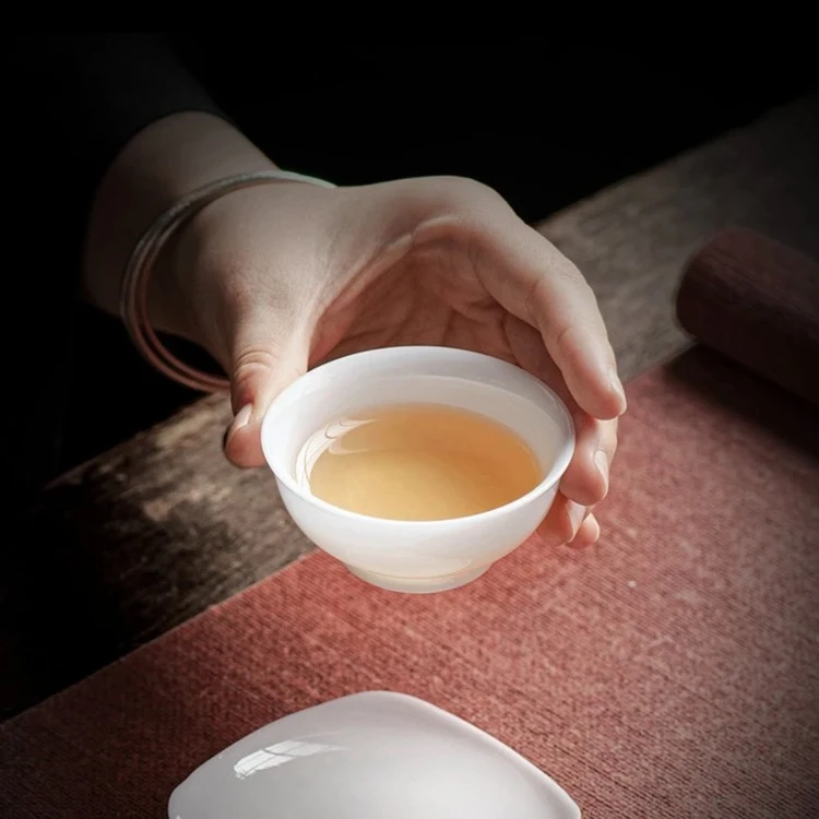 高端冰种玉瓷小碗杯高档白瓷主人品茗杯功夫茶具羊脂玉瓷宽口茶杯