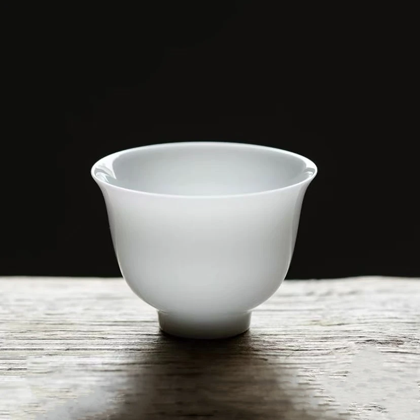 高端冰种玉瓷花神杯高档主人杯羊脂玉瓷品茗杯单杯手工家用喝茶杯