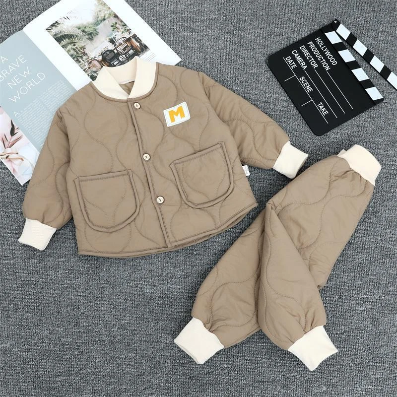 儿童秋冬新款棉服套装男女宝宝棉衣棉裤休闲套装家