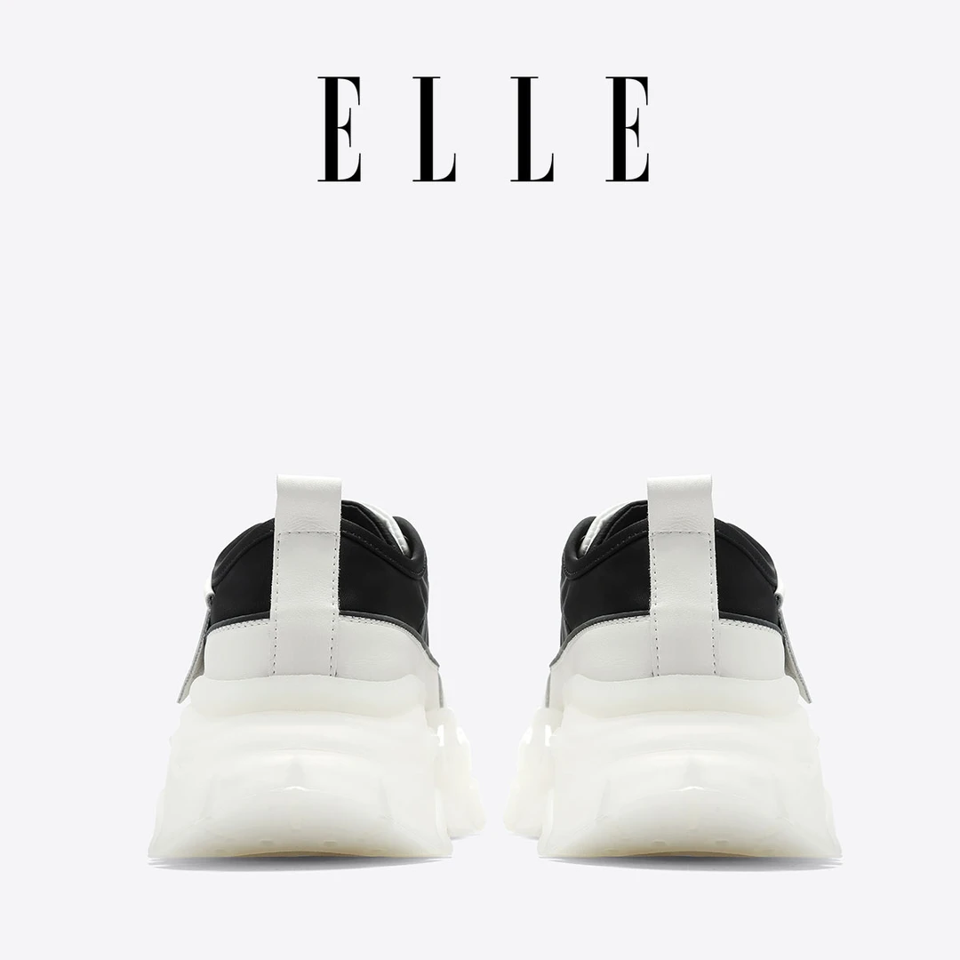 ELLE黑色厚底帆布女鞋时尚休闲板鞋2025新款秋季小个子增高小白鞋
