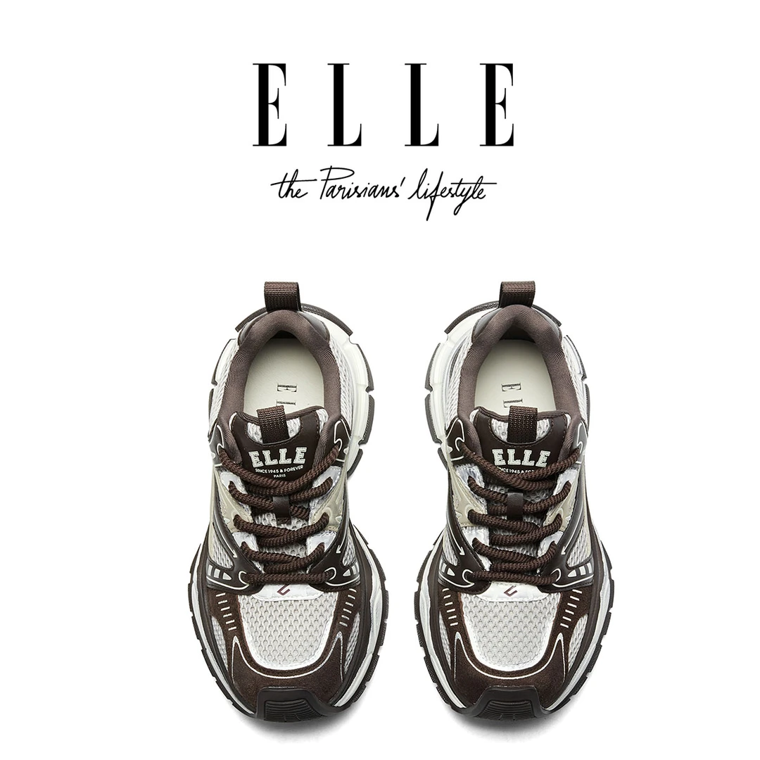 ELLE老爹鞋女小众网面透气厚底休闲运动鞋2025秋季新款轻便跑步鞋