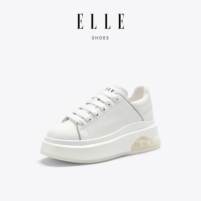ELLE增高鞋白色女鞋2025新款秋季款厚底小白鞋休闲鞋子松糕运动鞋