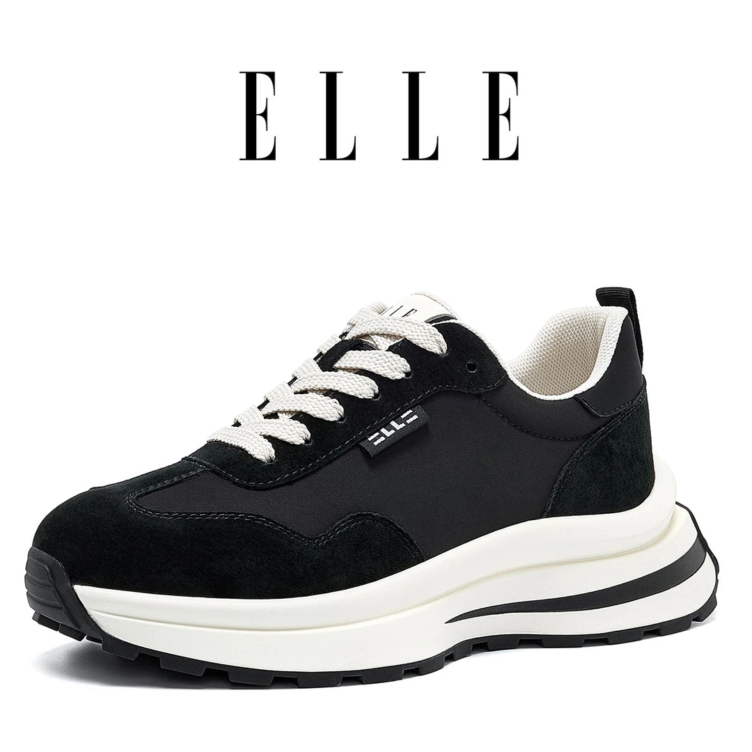 ELLE今年流行的阿甘鞋女小蛮腰运动德训鞋2025秋季新款加绒老爹鞋