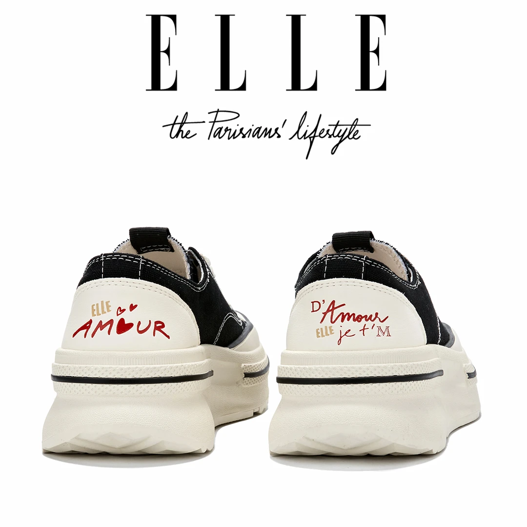 ELLE增高帆布鞋女厚底小个子松糕鞋2025今年流行学生休闲运动板鞋