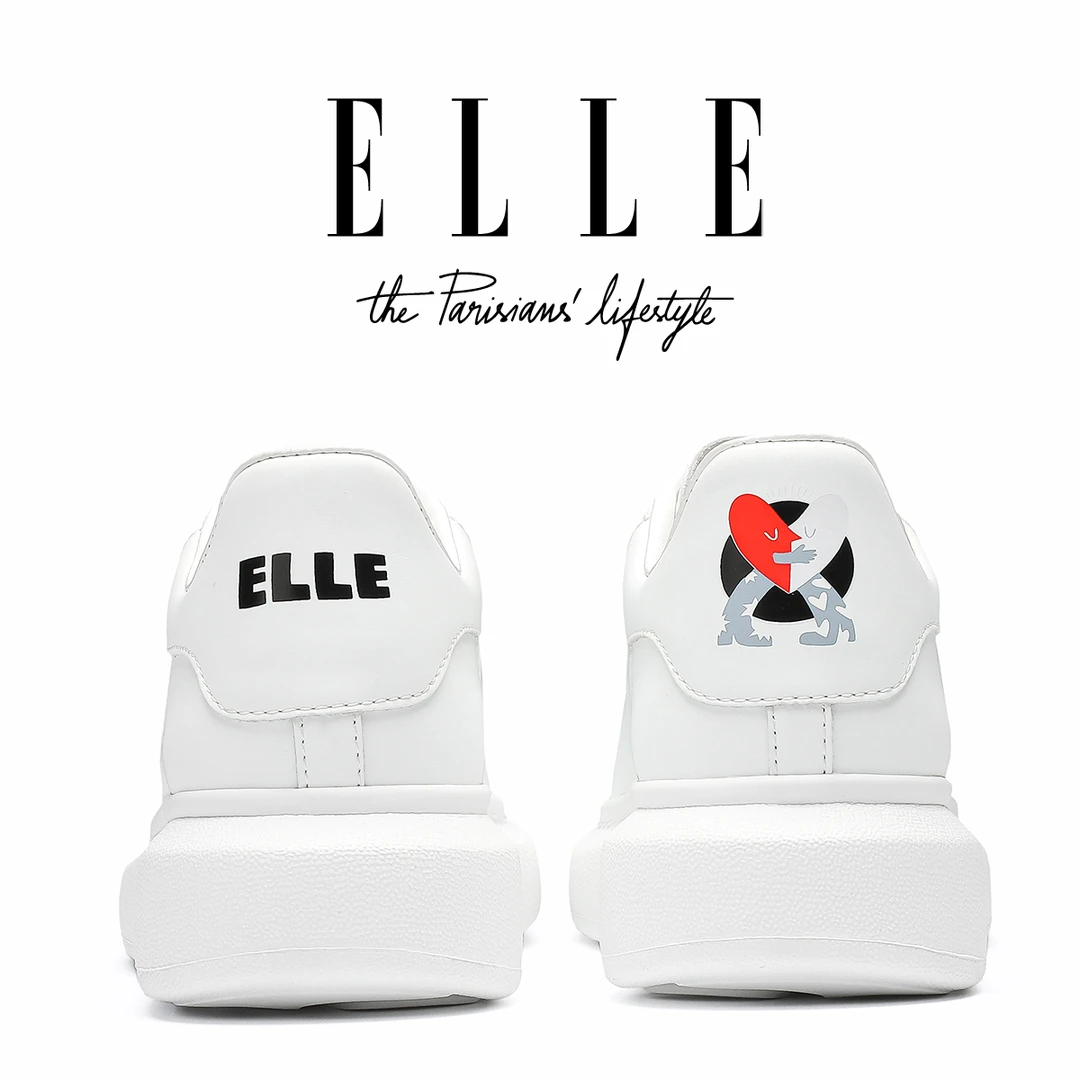 ELLE休闲厚底板鞋阔腿裤专用鞋小白鞋女款2025秋季高端上档次女鞋