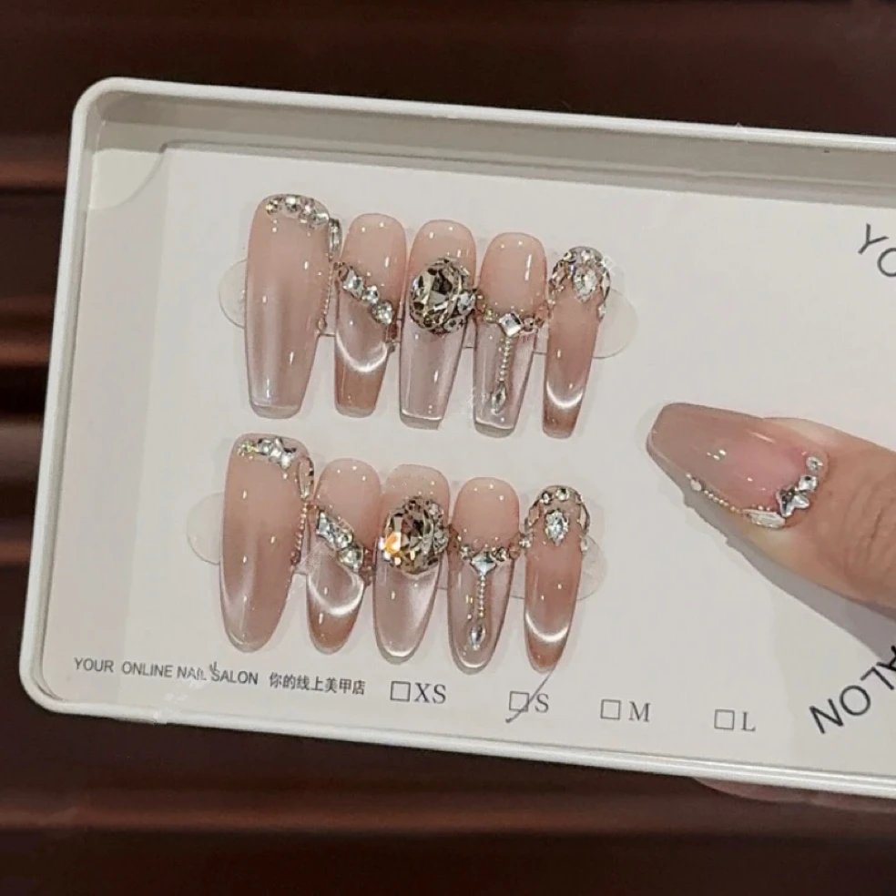 【往日云烟】纯手工穿戴甲美甲贴片显白高级感可拆卸指甲贴片10片装