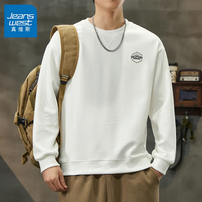 真维斯2024春季新款男士卫衣男款时尚百搭潮牌重磅卫衣XJ