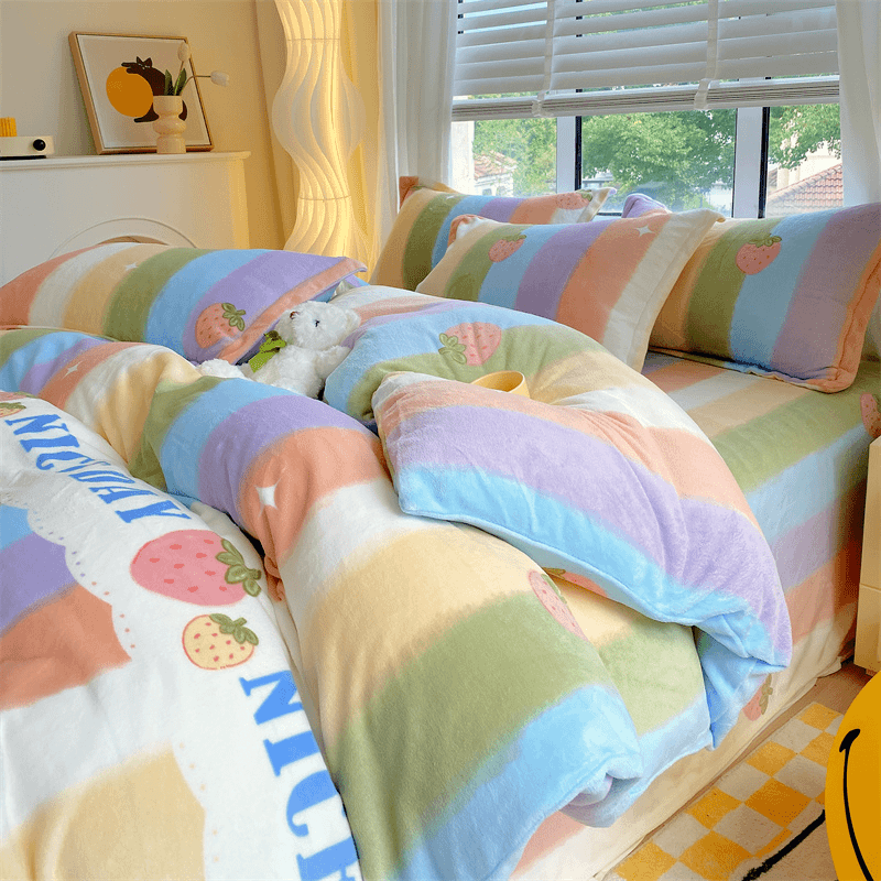 珊瑚绒牛奶绒被套单件秋冬季加厚学生宿舍毛绒双面加绒法兰绒被罩