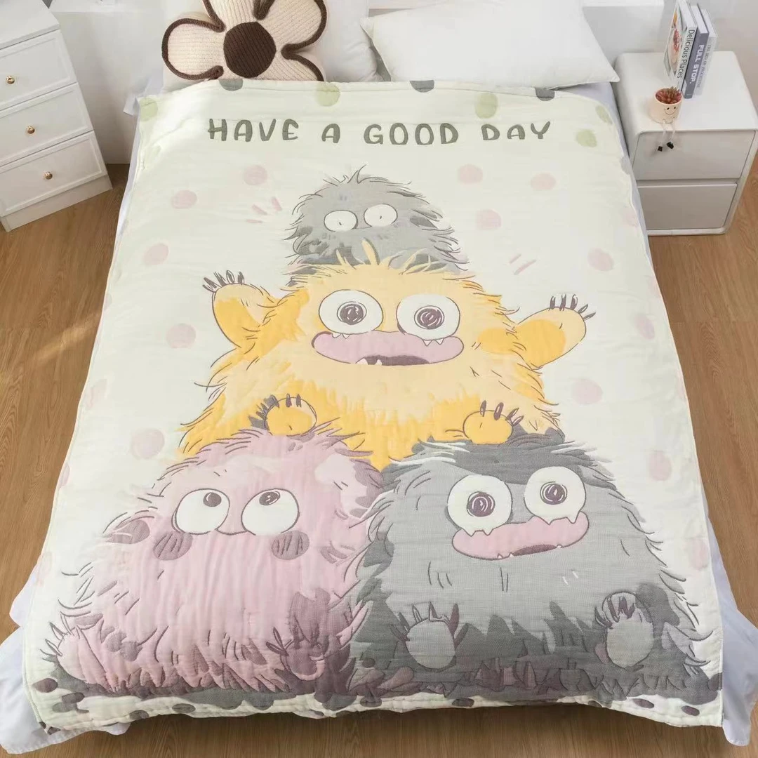 【小怪兽】A类全棉纱布泡芙被子面料柔软舒适加厚保暖亲肤