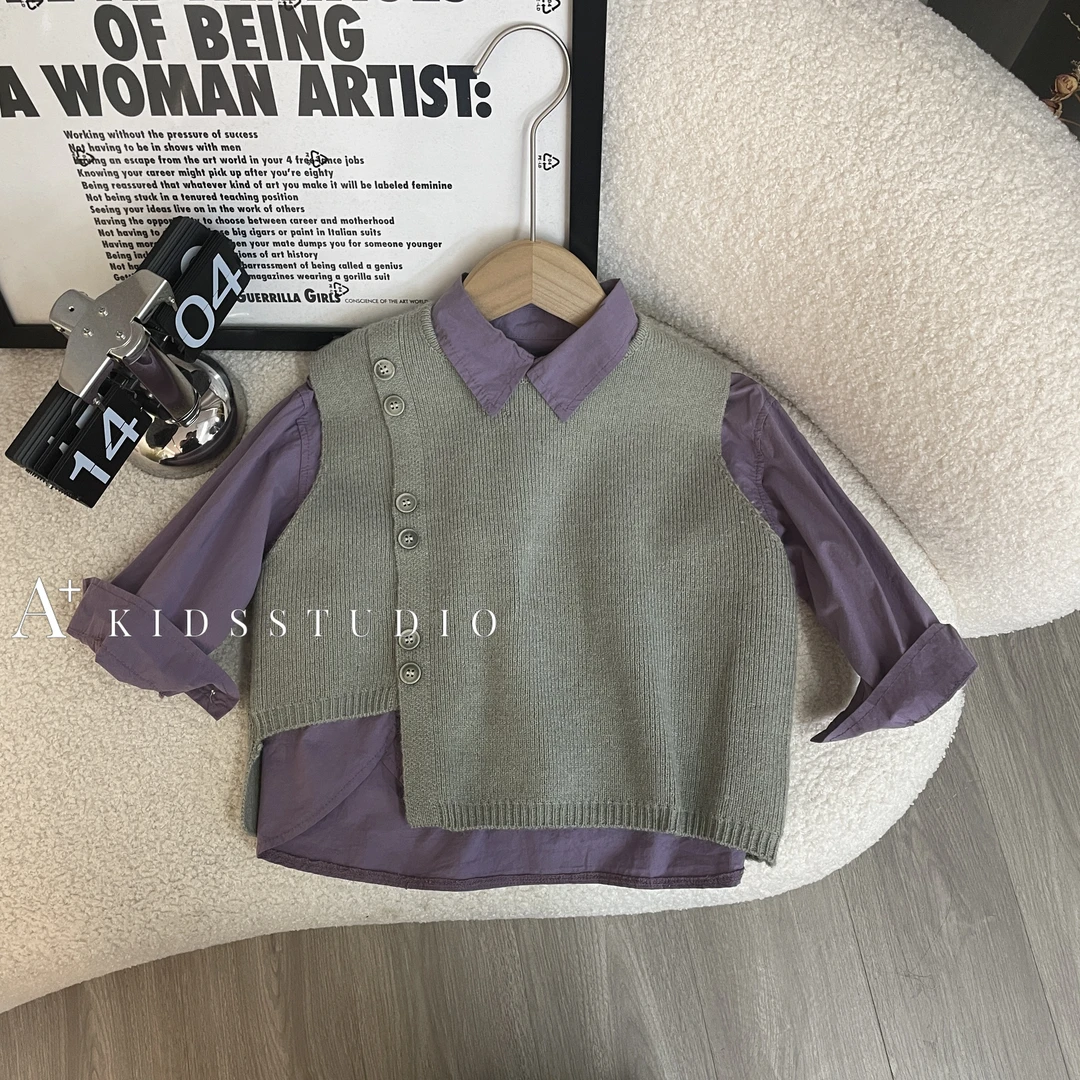 现货【文文妈】儿童针织马甲毛衣春秋男童女童时尚小童韩版HYP1770