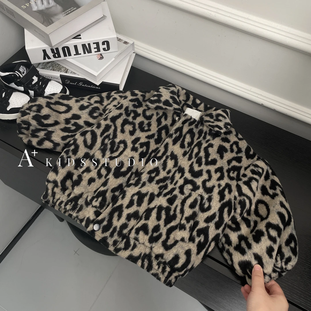 现货【文文妈】秋冬新款儿童夹棉豹纹外套时尚洋气豹纹保暖hyp1937