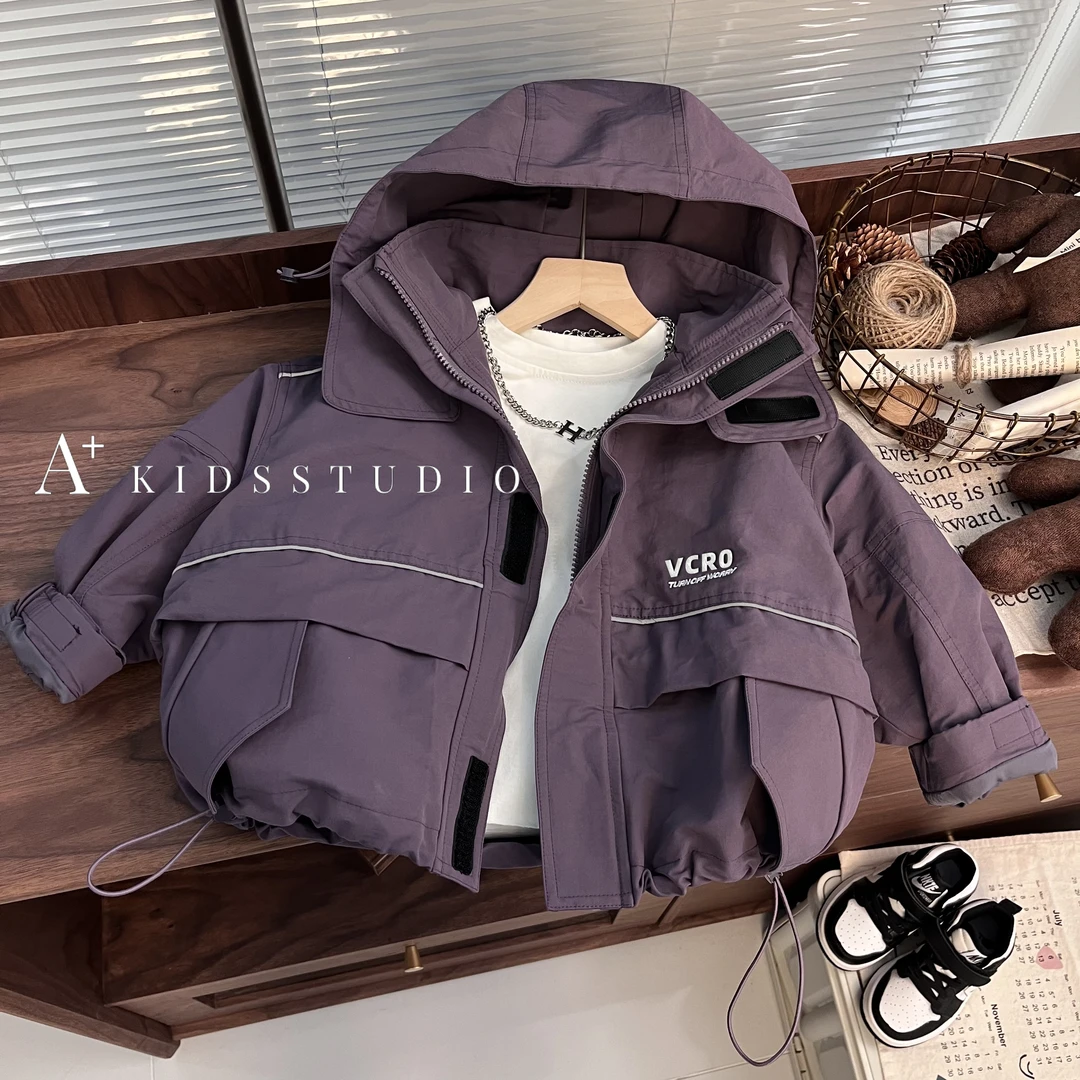 现货【文文妈】春秋新款儿童连帽中小童韩版洋气秋冬外套hck3136