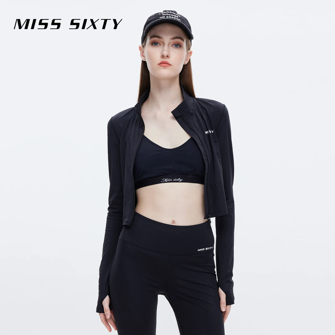 MissSixty短款瑜伽外套户外长袖女立领修身显瘦外套拉链时尚