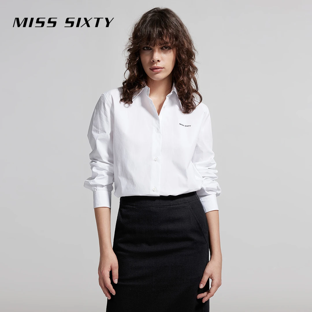 Miss Sixty夏季新款衬衫长袖polo领单排扣宽松通勤街头尤莱特