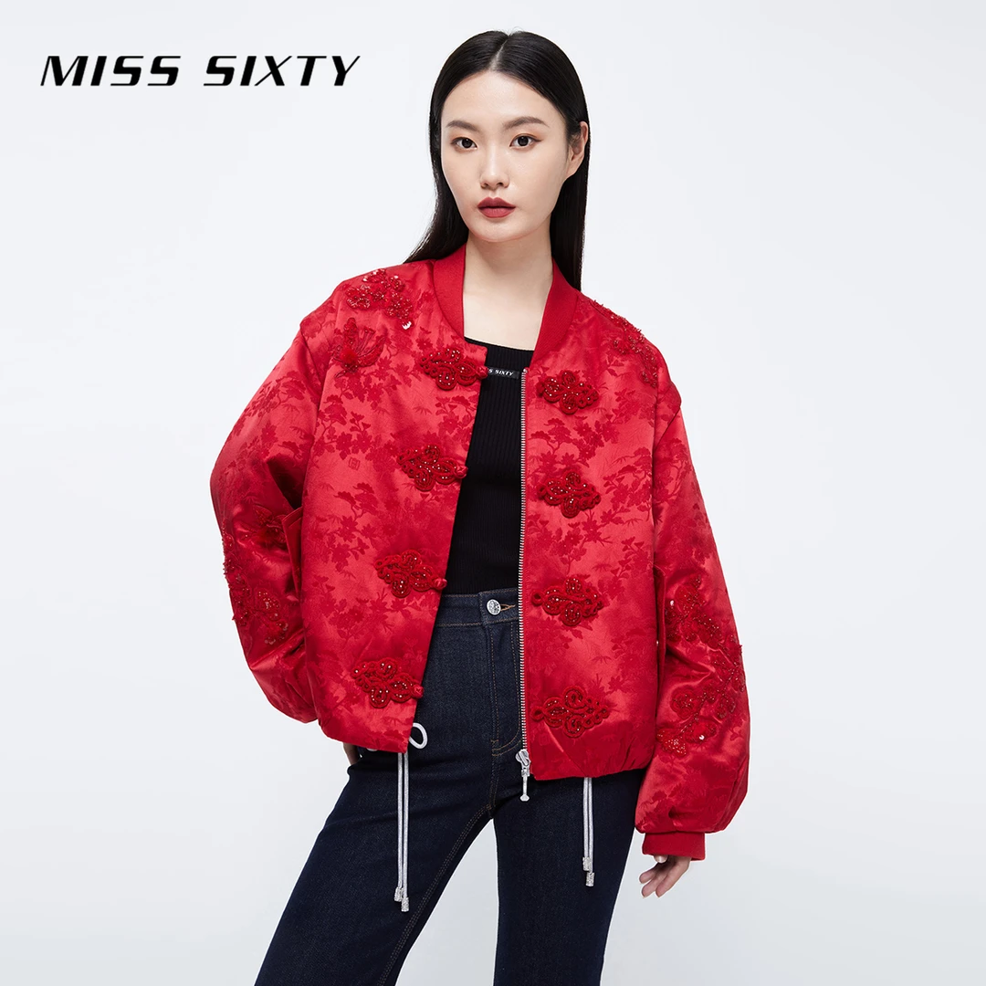MissSixty故宫宫廷文化×短款棉服提花钉珠刺绣中式中国风高端外套
