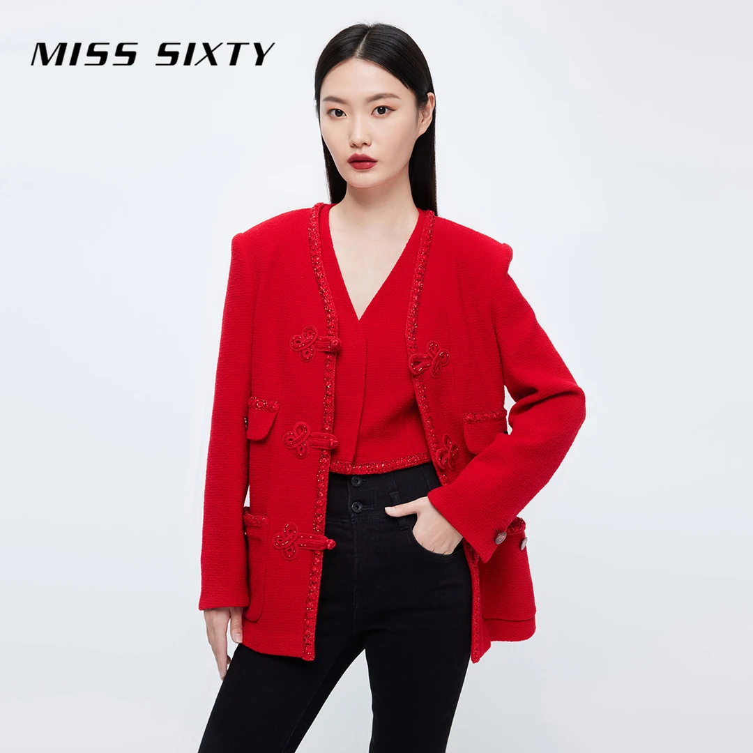 Miss Sixty×故宫宫廷文化 新中式呢料外套女新年红显白高级感