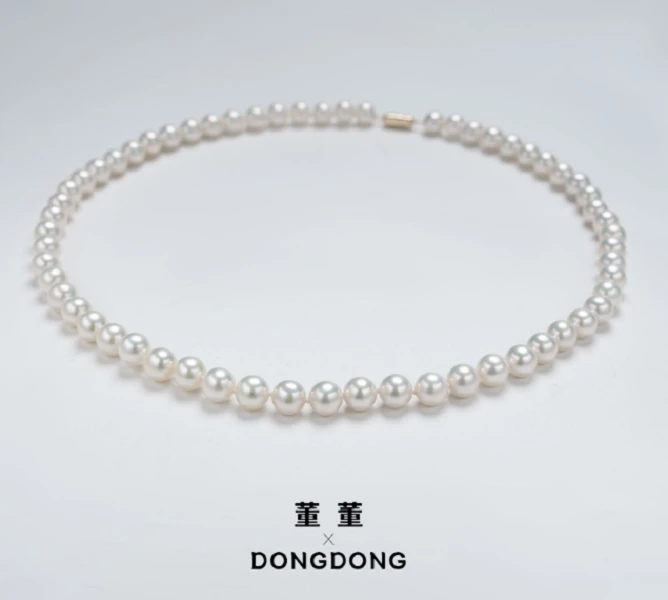 DDL331【阳阳】[天外天]天然无核淡水白色珍珠项链/G14K/6.3-7.3mm