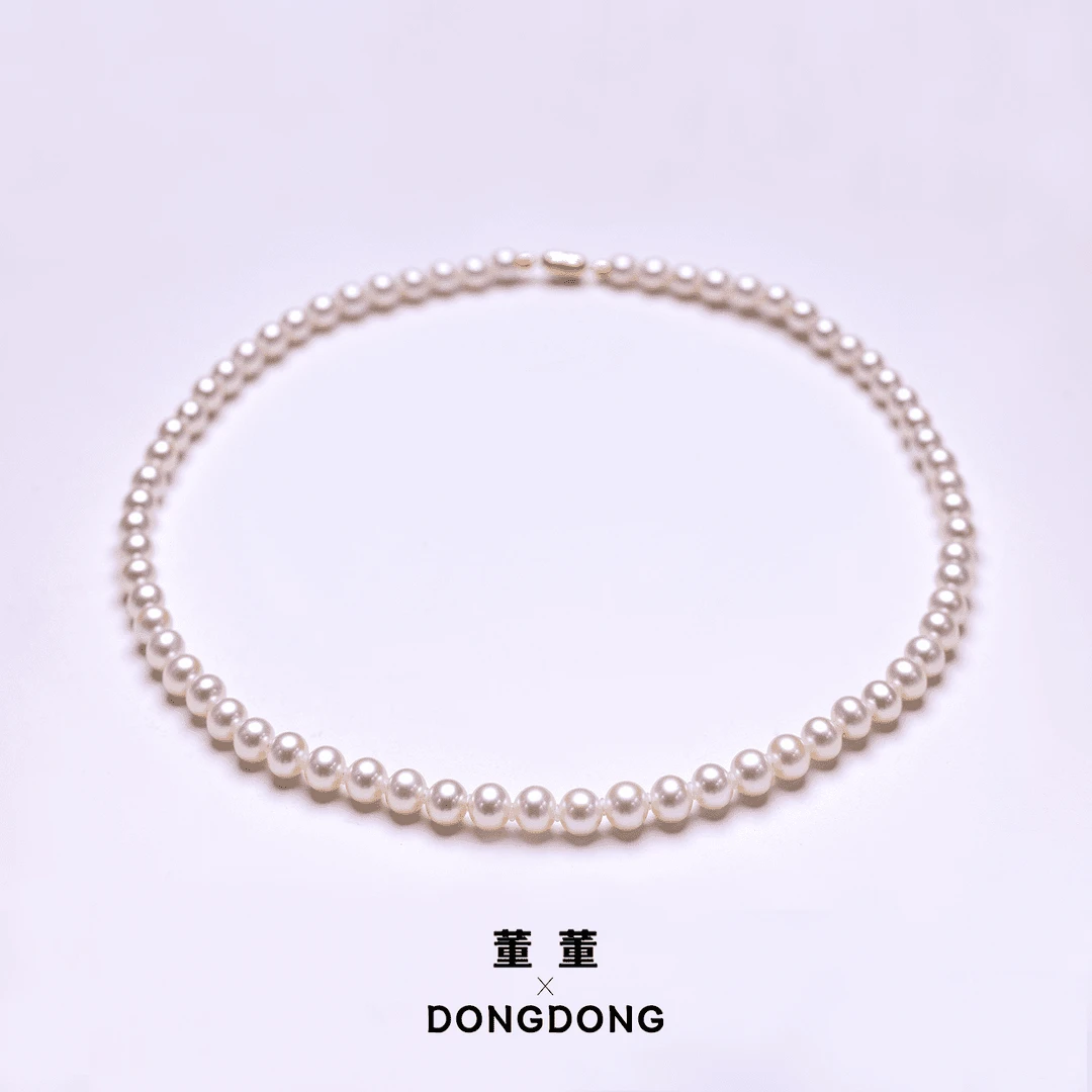 DDL320【阳阳】天然无核淡水时尚珍珠项链吉尔德证/6-7mm/14K金扣头