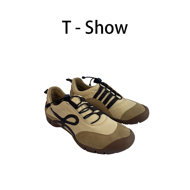 T-Show [萝卜]舒适百搭厚底复古真皮拼色休闲鞋