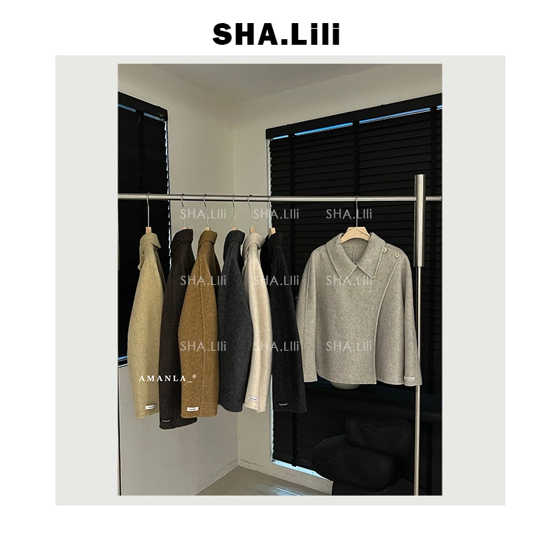 【SHA.Li】遂冬 秋冬双面驼绒外套韩版短款百搭翻领大衣 D24DY9159