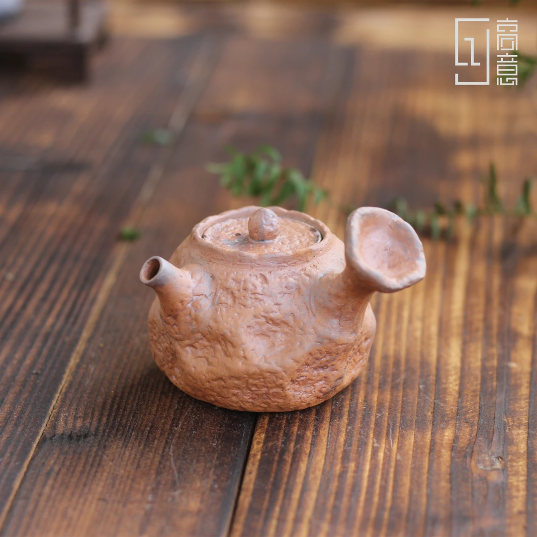 老岩泥.异形侧把壶.1301.原矿/裸烧.陶瓷/泡茶壶功夫茶具