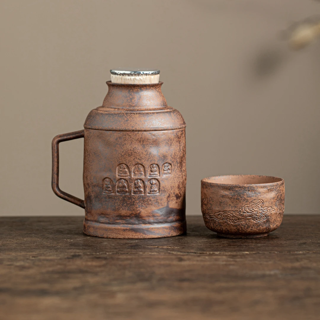 【拿放斋】敦煌焖茶壶.3656.粗陶老岩泥中式无釉泡茶壶泡茶器类