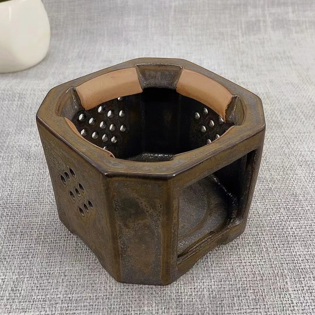 鎏金铁锈八方温茶炉-2353