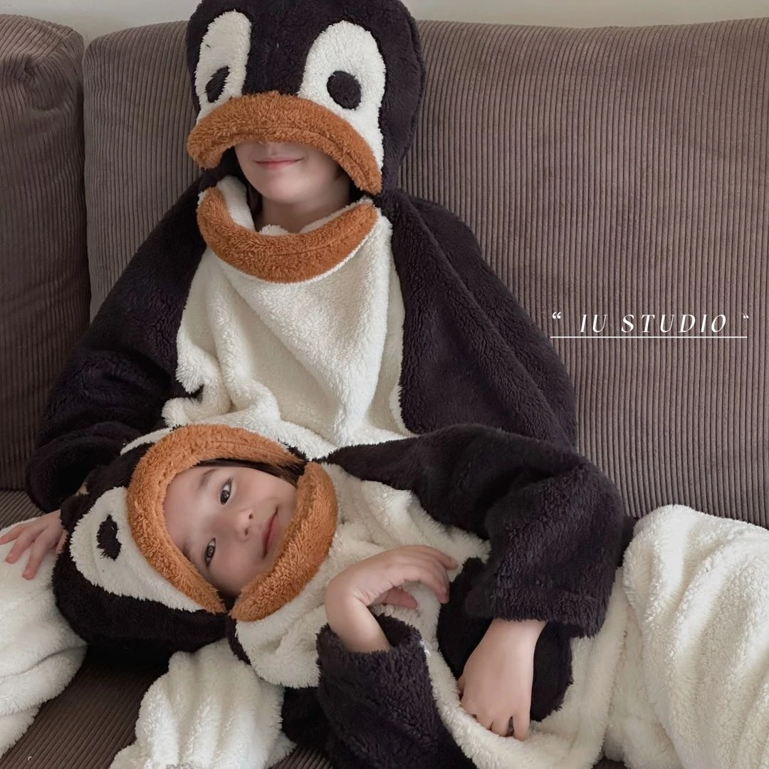 【艾柚】2024深秋冬新小企鹅搞怪睡衣外套套装IU11671