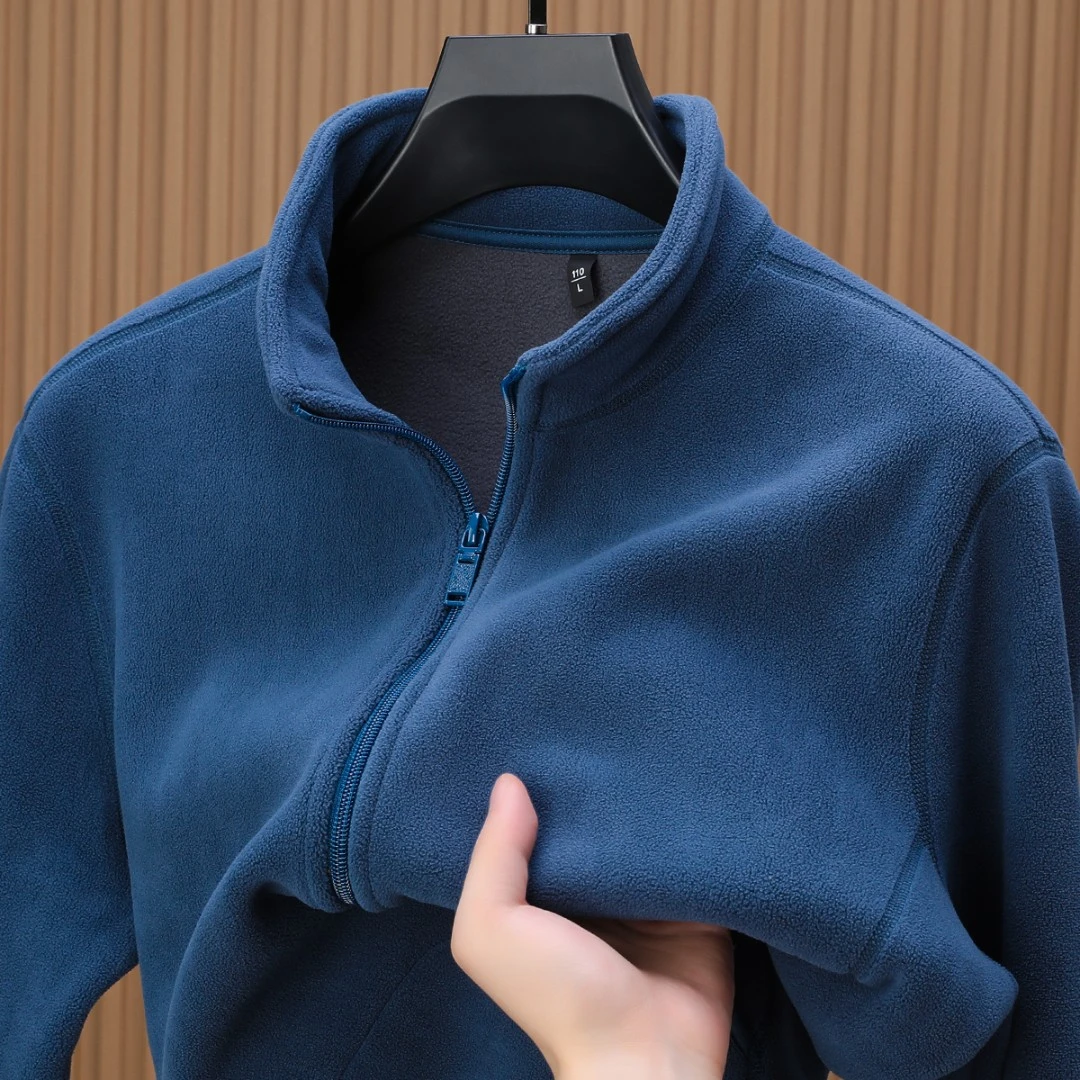 【加绒加厚】摇粒绒外套男冬季保暖抓绒立领开衫卫衣休闲运动上衣