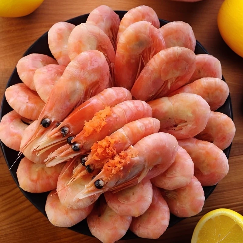 小妮家 北极甜虾头籽熟冻 80-100规格 3斤/盒  含少量黑头