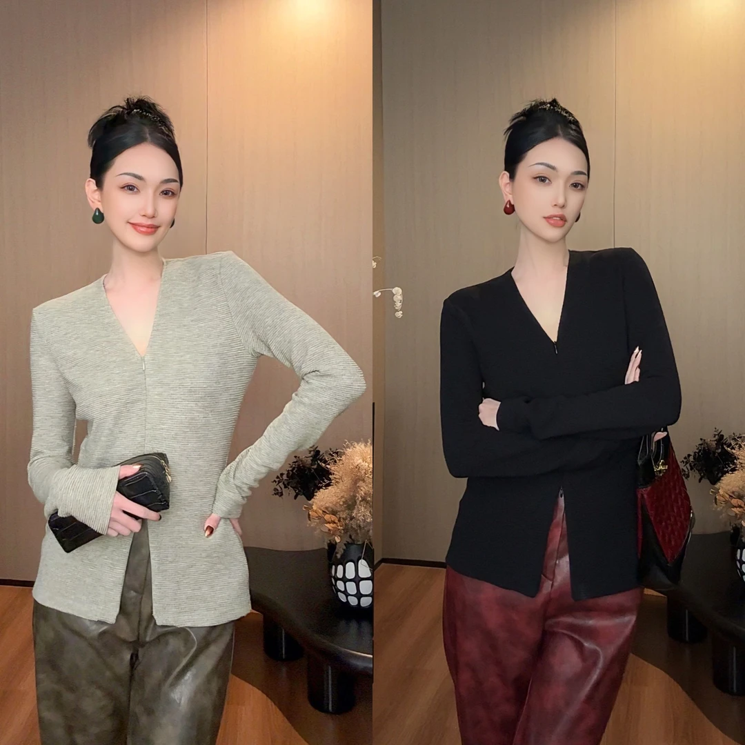 紫紫   冬日恋歌  三季百搭双隐拉华夫格锁温上衣ZC09SZYL603