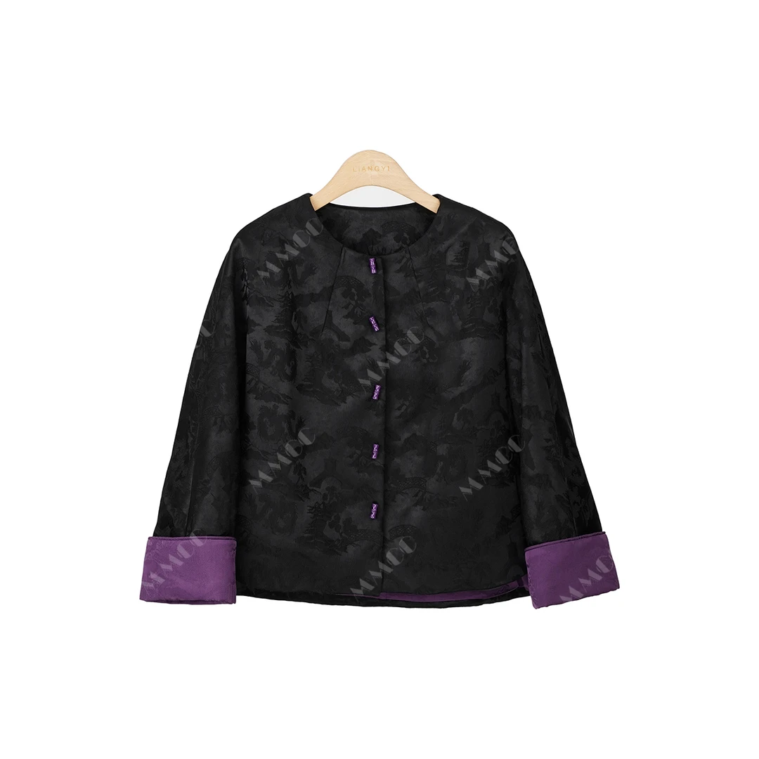 【紫意】新中式唐装盘扣老钱风外套2024棉服盘扣上衣MCFMF1280