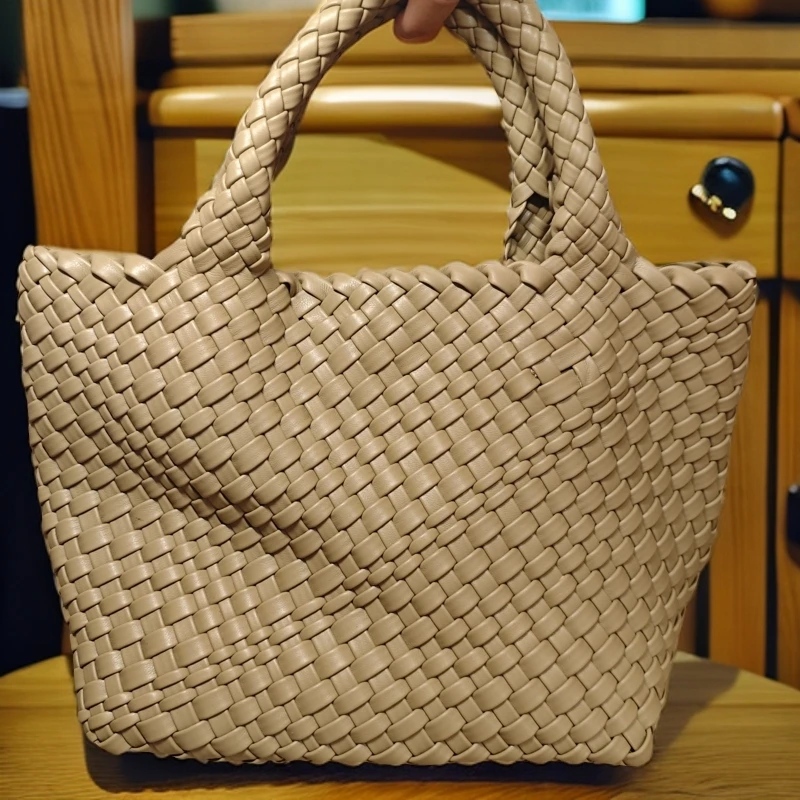 2024夏上新时尚简约大容量手提编织包女托特包韩风潮流手工包