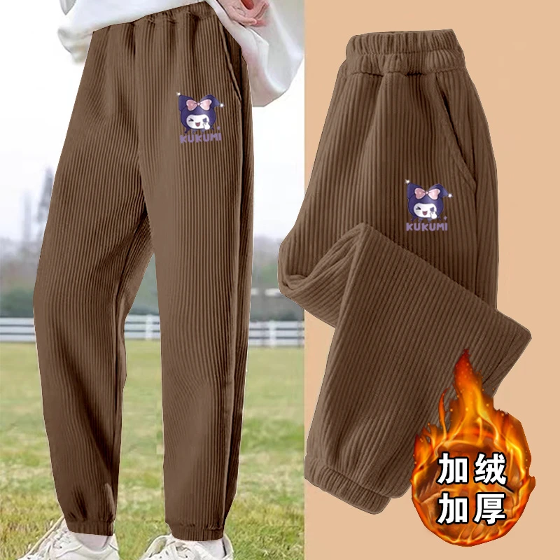 女童裤子秋冬加绒2024新款加厚中大童休闲灯芯绒长裤秋冬季儿童裤