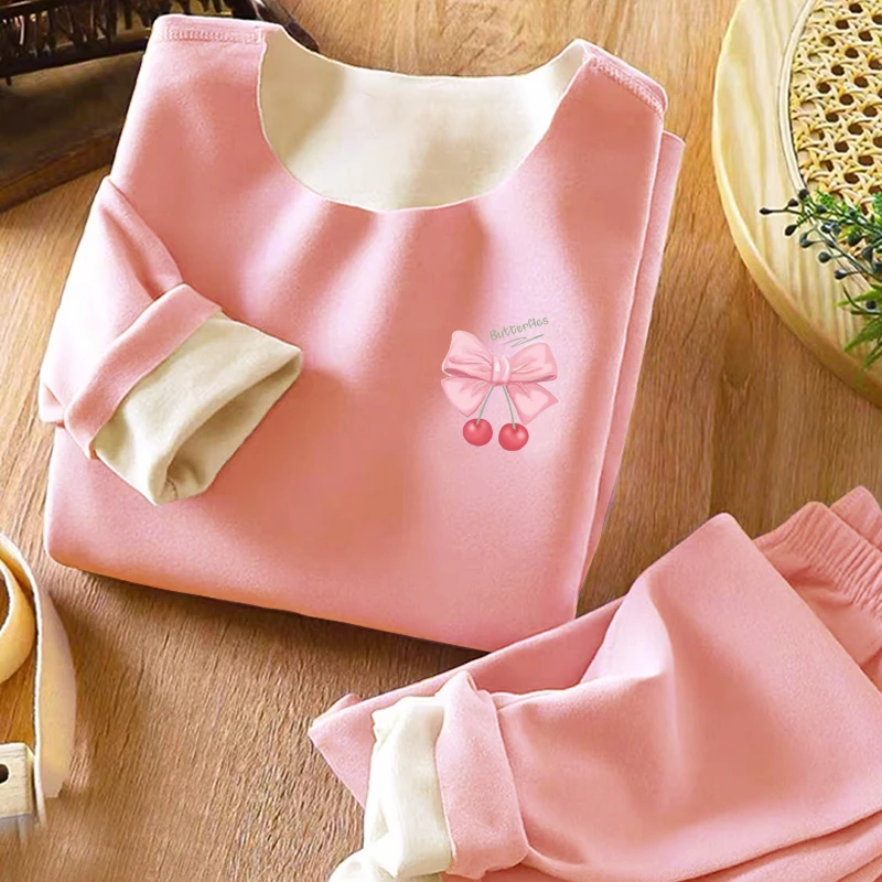 儿童德绒保暖内衣套装中大童女童秋衣秋裤秋冬季家居服童装秋冬装