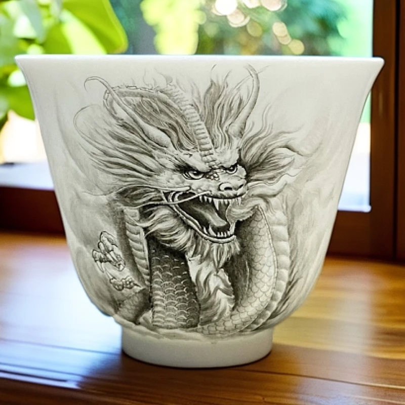 景德镇器居瓷业手工手绘十二生肖龙主人杯