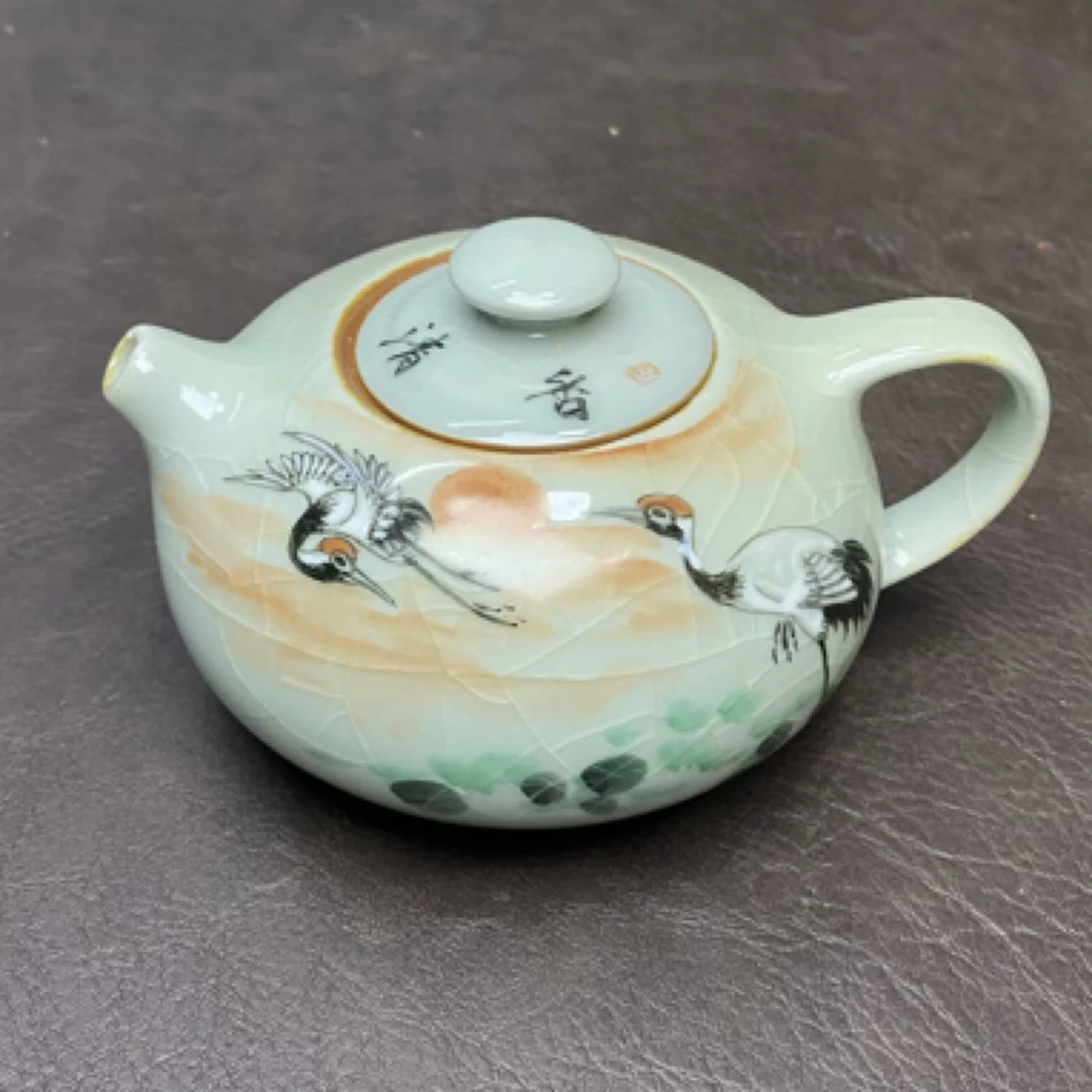 景德镇器居瓷业汝窑鹤手工手绘壶