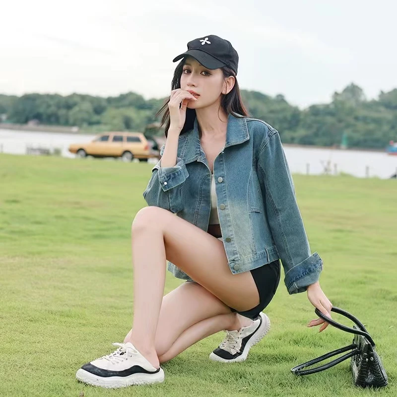 气质时尚休闲宽松显瘦百搭韩版洋气牛仔宽松牛仔外套春秋长袖