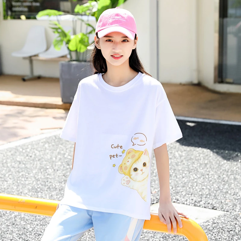 女大童可爱纯棉短袖t恤甜美12-18岁女孩高中初中学生夏装少女上衣