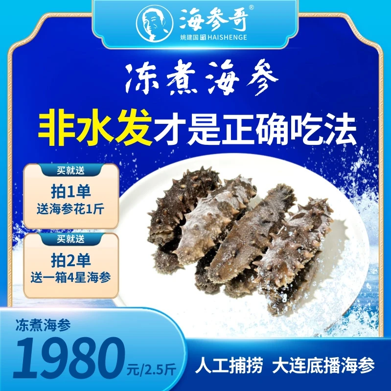 海参哥姚建国【冻煮海参】大连辽刺参底播冻煮加工煮完海参2.5斤